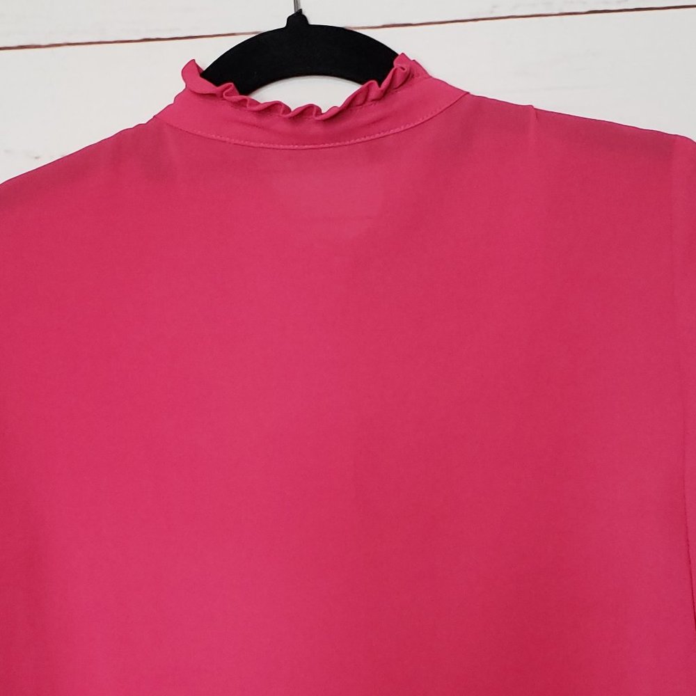 Zara Basic Pink Ruffle Sleeve Button Down Shirt - image 6